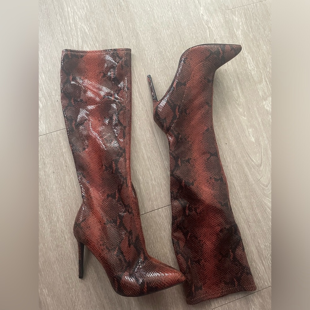 Faux Snakeskin Boots